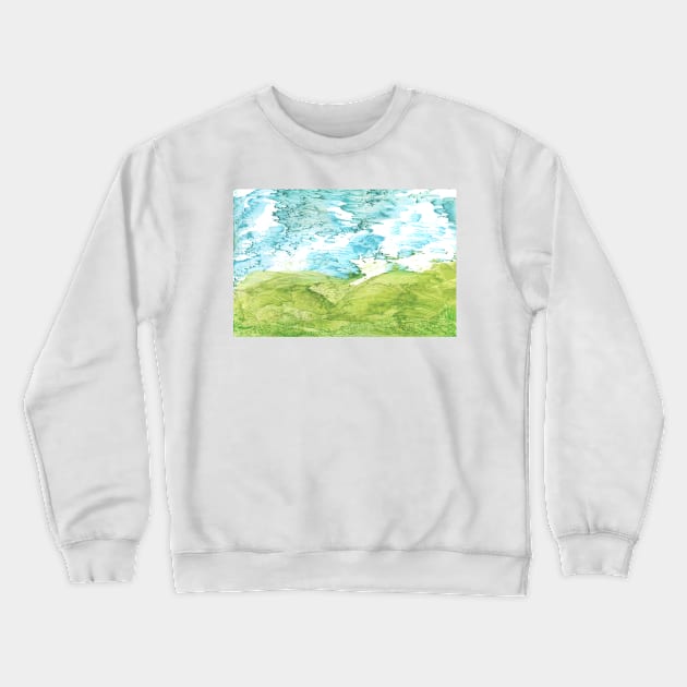 Summer landscape, nature. Encaustic wax art. Painting drawing Crewneck Sweatshirt by grafinya